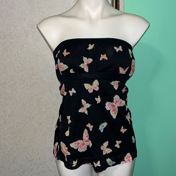 Self Esteem Tops - vintage y2k semi sheer butterfly print flowy tube top